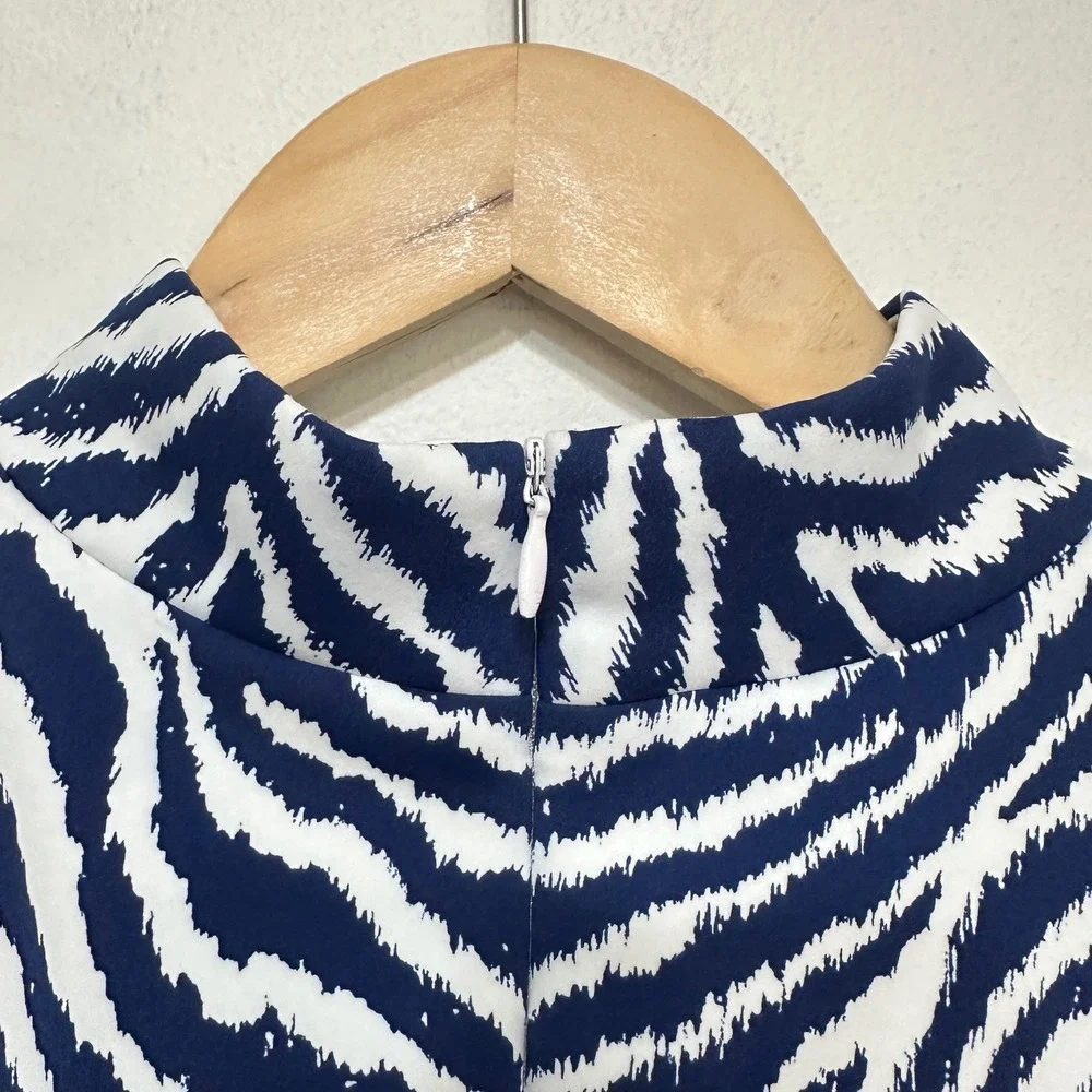 J.‎ McLaughlin Delaney Montego Sheath Dress Large Navy Zebra Scuba Sleeveless